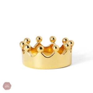 Anneau de gland en plaqué or, design couronne élégant