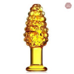 Plug anal en verre jaune, design élégant et moderne
