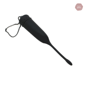 Accessoire intime noir, plug pénien vibrant