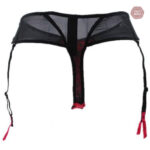 Porte-jarretelles dentelle à pois noir élégant et séduisant
