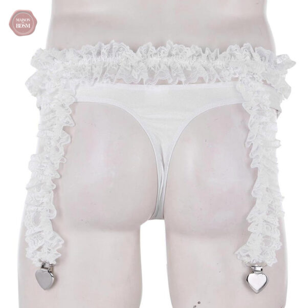 Porte-jarretelles élégant avec design cœur et string inclus