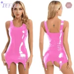 Robe crayon en cuir PVC pour femmes
