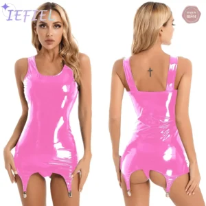 Robe crayon en cuir PVC pour femmes