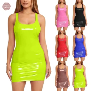 Robe de soirée sexy rose multicolore en PU
