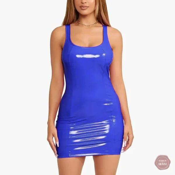 Robe séduisante en PU rose pour soirées