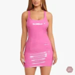 Look sexy en robe PU rose pour événements