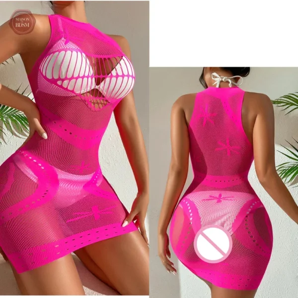 Robe sexy en maille transparente