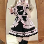 Robe Lolita noire et rose pour cosplay sexy
