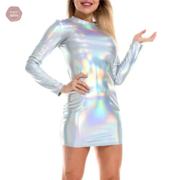 Robe sexy en cuir métallique pour occasions spéciales