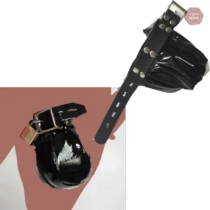 Sac de chasteté verrouillable en cuir verni noir brillant