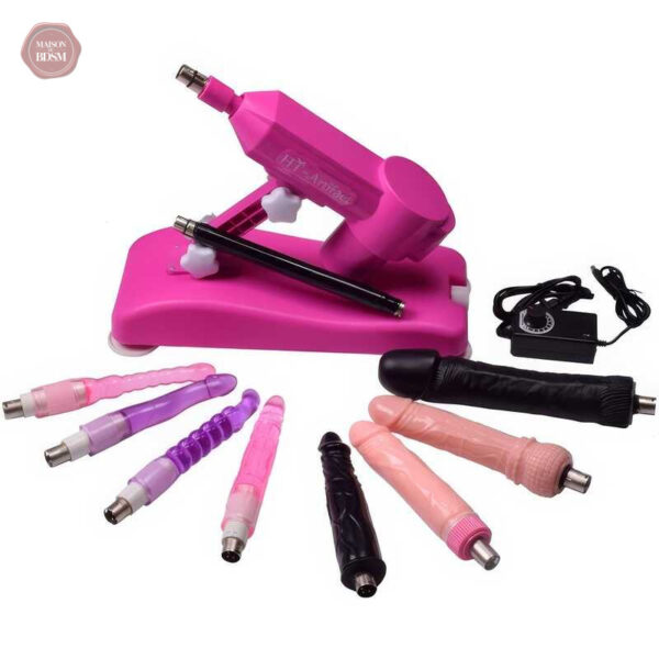 sex-machine-rose-1 Machine à sexe rose avec 8 godes inclus