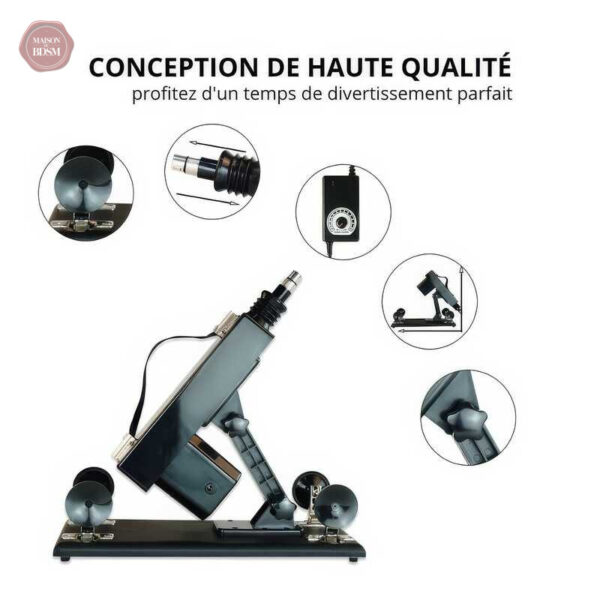 Accessoire de plaisir : sex machine avec 7 godes différents