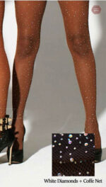 Strass scintillants sur collants Sissy à entrejambe ouvert