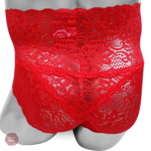 Slip dentelle florale avec gaine pénienne