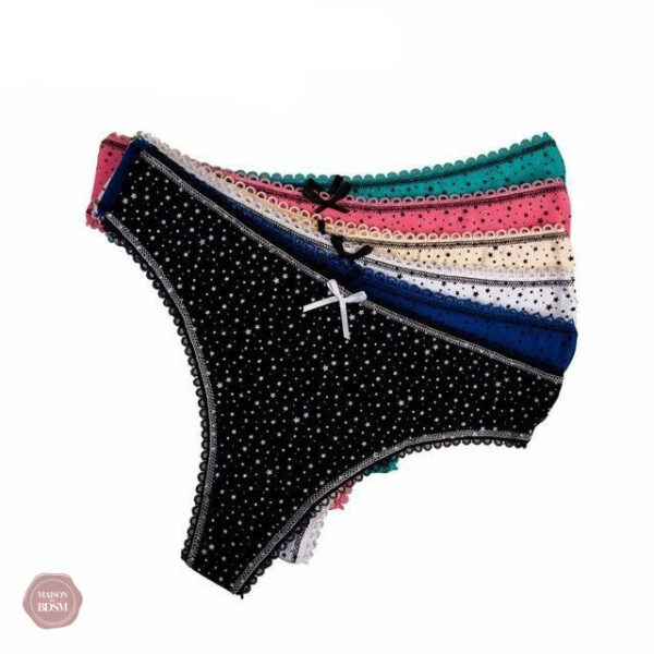 Set de strings en dentelle, coton doux, 6 pièces incluses