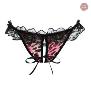 Culotte string en dentelle avec motif léopard tendance