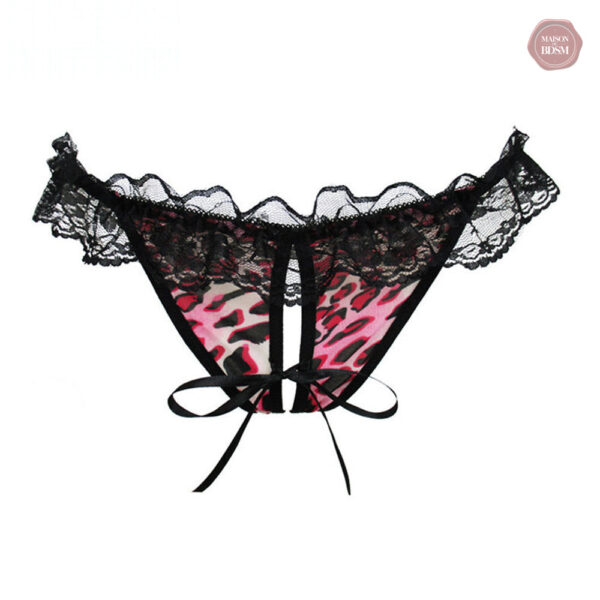 Culotte string en dentelle avec motif léopard tendance
