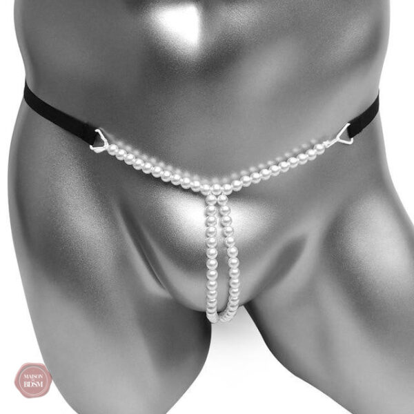 String en satin sissy avec embellissements en perles chic